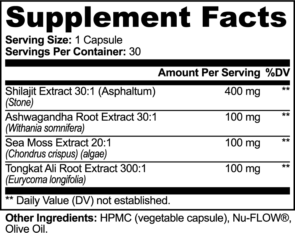 URSA Shilajit Adaptogen Complex, 30 capsules with shilajit, ashwagandha, sea moss and tongkat ali extracts