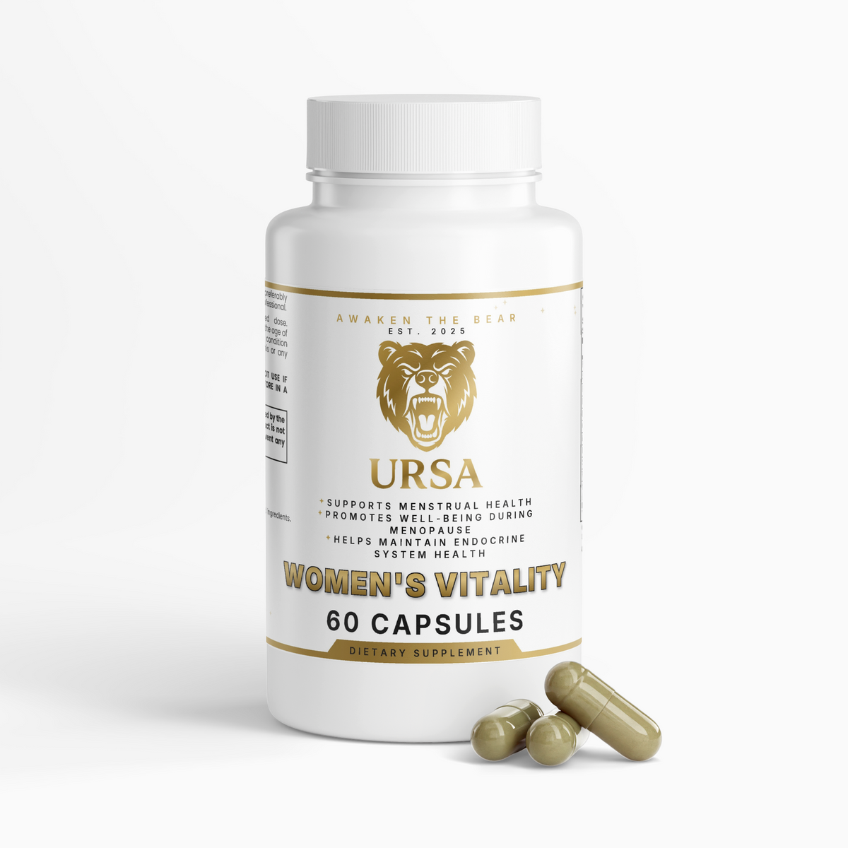 URSA Women's Vitality Formula, 60-capsule bottle of an eleven-botanical blend with black cohosh, red clover and dong quai