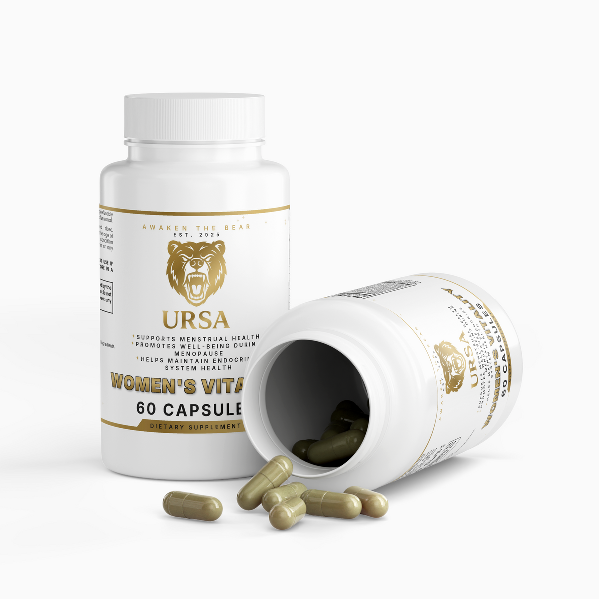 URSA Women's Vitality Formula, 60-capsule bottle of an eleven-botanical blend with black cohosh, red clover and dong quai