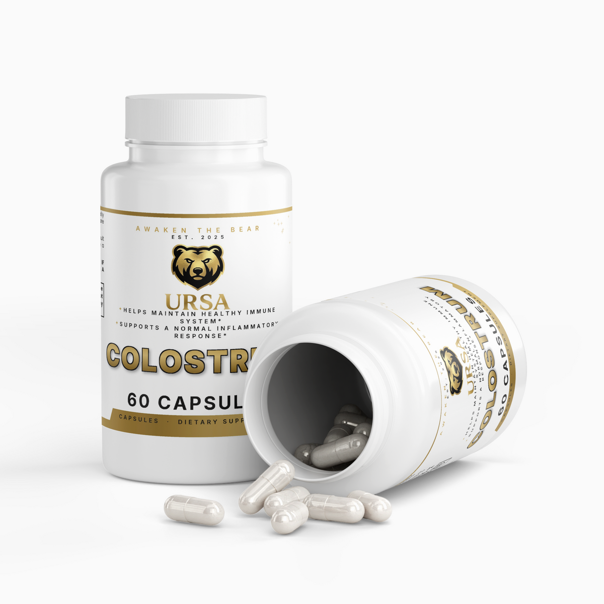 URSA Colostrum Capsules, 60 vegetable capsules of bovine colostrum at 25% IgG