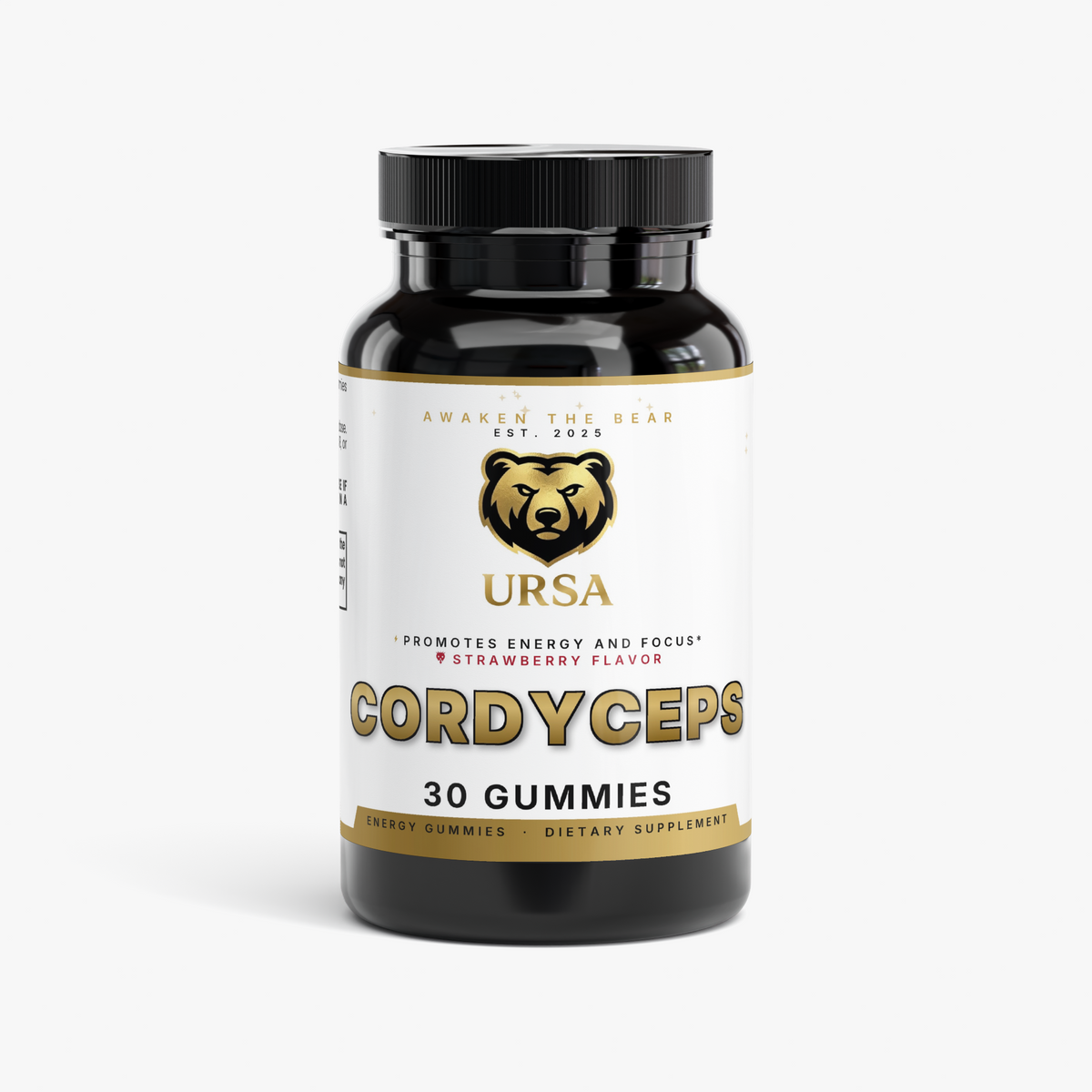 URSA Cordyceps Energy Gummies, a 30-count jar of strawberry gummies with cordyceps extract