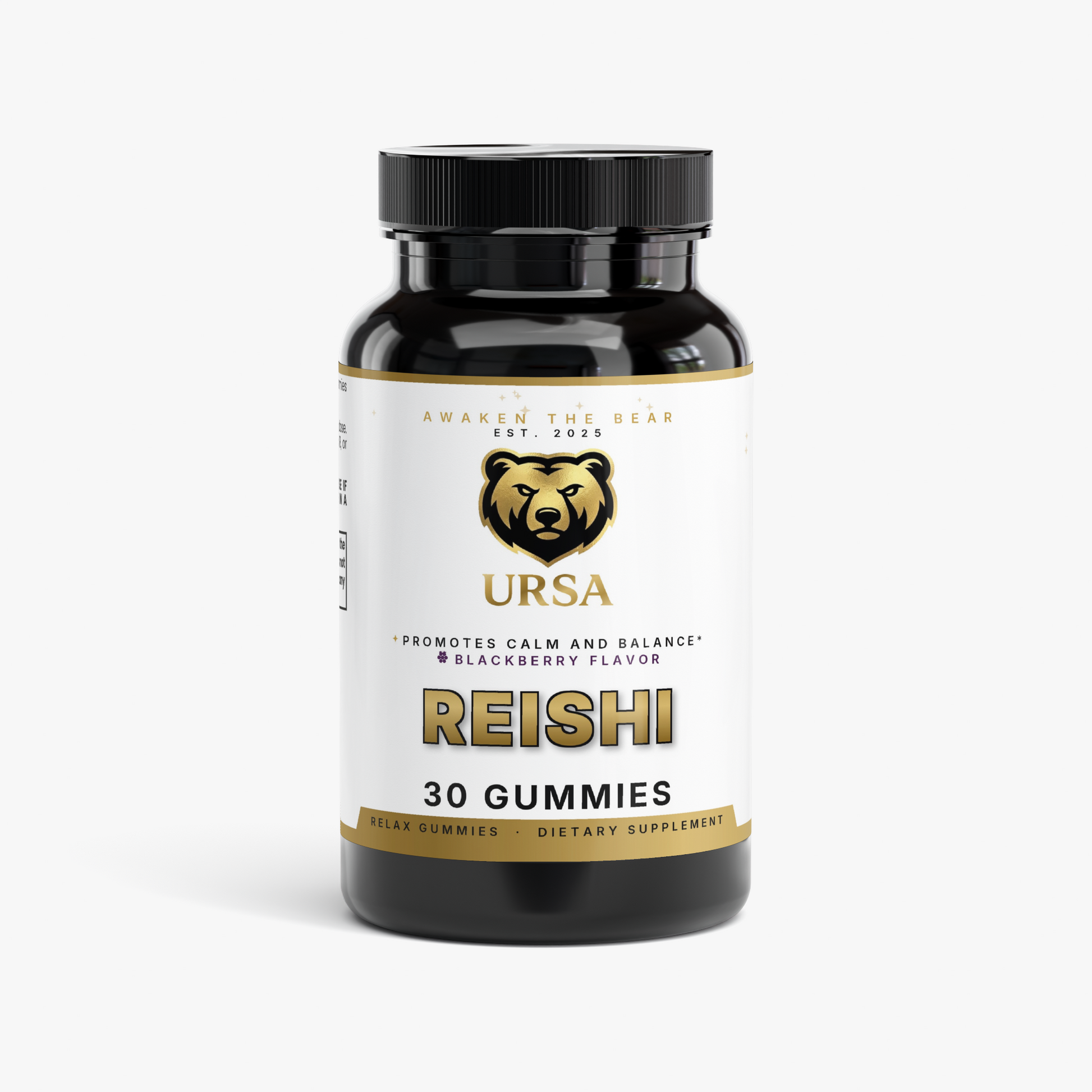 URSA Reishi Relax Gummies, a 30-count jar of blackberry gummies with reishi extract