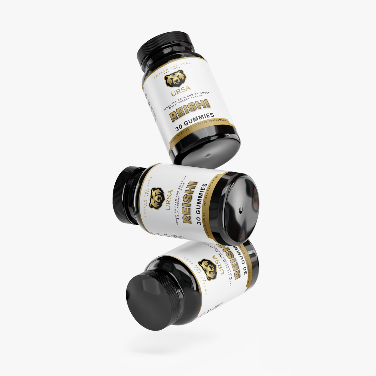 URSA Reishi Relax Gummies, a 30-count jar of blackberry gummies with reishi extract