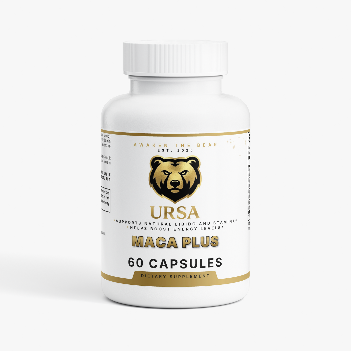 URSA Maca Plus, 60 vegan capsules of organic black, red and yellow maca root