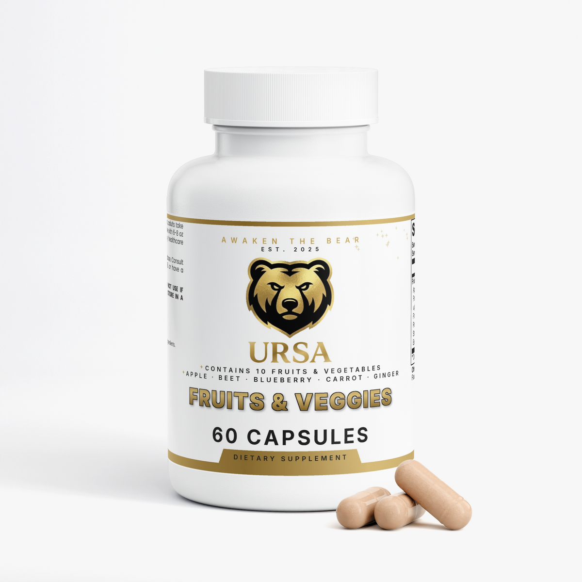 URSA Fruits and Veggies, 60 capsules of ten concentrated fruit and vegetable powders