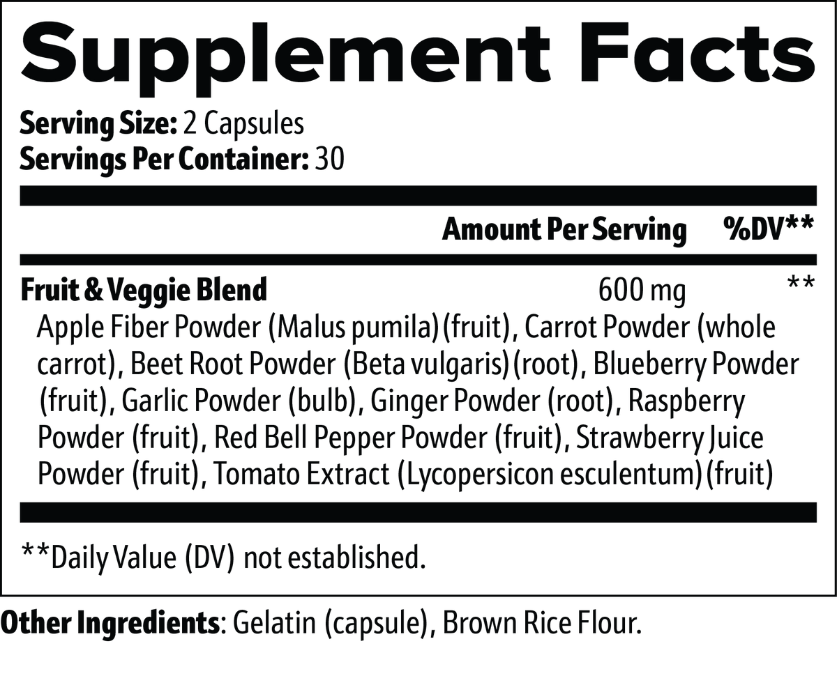 URSA Fruits and Veggies, 60 capsules of ten concentrated fruit and vegetable powders